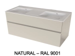 Meuble avec vasque Solid-Surface, finition bois ou couleurs, deux tiroirs à onglet, Largeur 120 et 140 cm, P. 45 cm, Hauteur 56 cm, Stock disponible, LIVRAISON OFFERTE